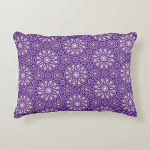 Purple Blue Kaleidoscope Pinwheel Geometry Pattern Accent Pillow