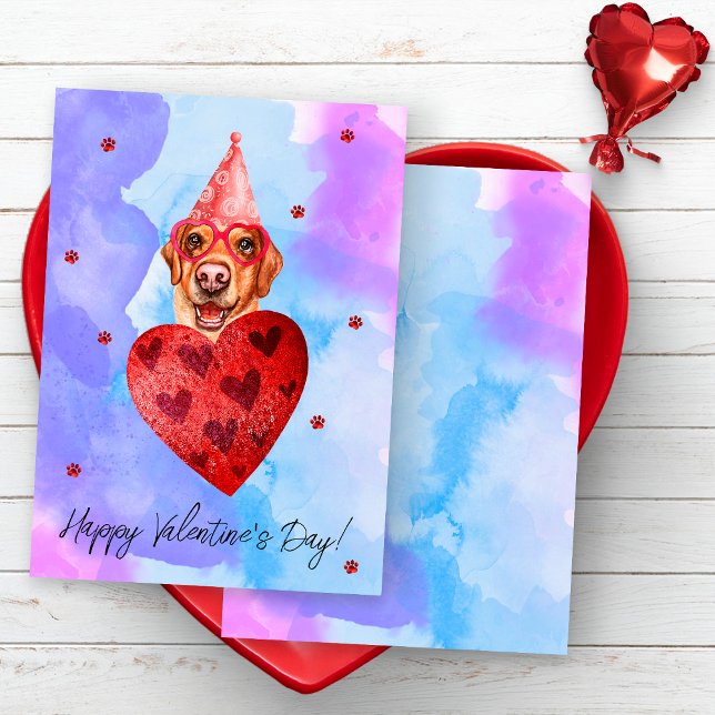 Purple Blue Labrador Valentine's Day Gift Dog Holiday Card (Creator Uploaded)