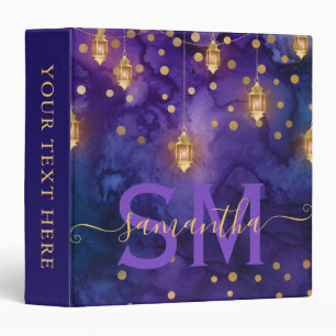 Purple & Blue Lantern Glow Monogram Binder