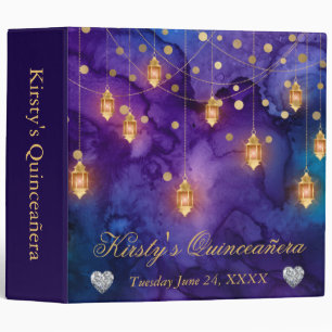 Purple & Blue Lantern Glow Quinceanera Photo Album Binder