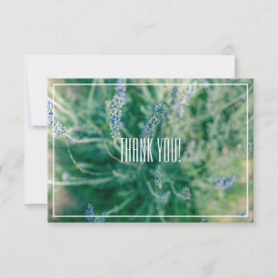 Purple Blue Lavender Flowers Thank You Flat Card