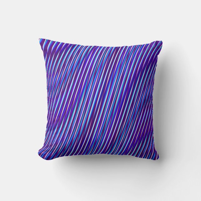 Purple & Blue Lines - Psychedelic, Trippy Stripes Throw Pillow (Front)