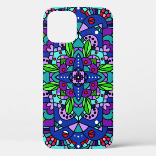 Purple, Blue Mandala Abstract Design iPhone 12 Pro Case