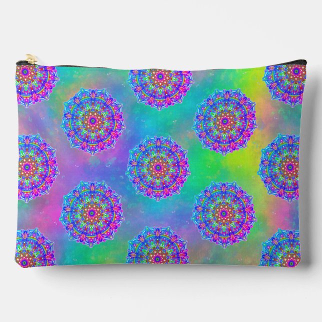 Purple Blue Mandala Pattern Boho  Accessory Pouch (Front)