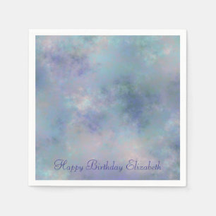 Purple Blue Misty Watercolor Happy Birthday Napkin
