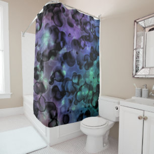 Purple Blue N Teal Abstract Bubbles Shower Curtain