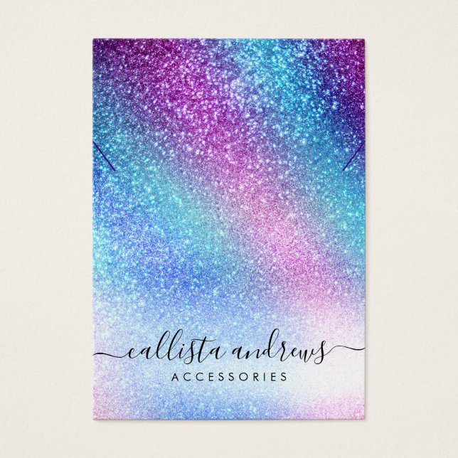 Purple Blue Nebula Galaxy Glitter Necklace Display (Front)