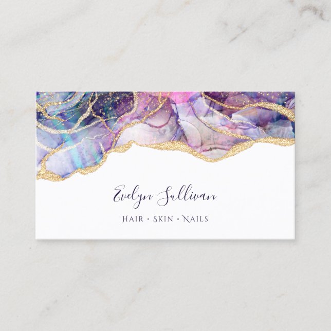 purple blue opal design business card (Front)
