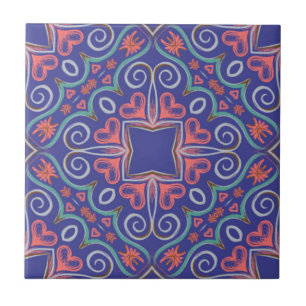 Purple blue ornament Ceramic Tile