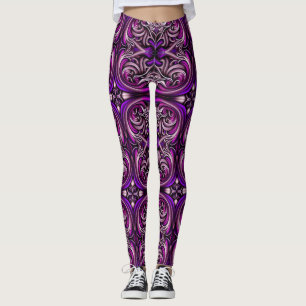 Purple Blue Patterned Leggings
