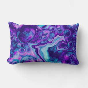 Purple, Blue, Pink Bokeh Marble Fluid Art   Lumbar Pillow