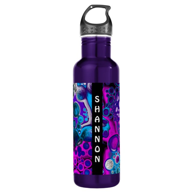 Purple, Blue, Pink Fluid Art Marble Personalized   710 Ml Water Bottle (Front)