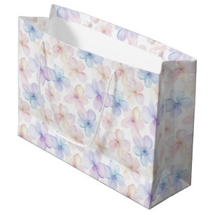 Purple Blue Pink Girly Flowers Birthday Large Gift Bag