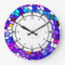 Purple Blue Pink Mosaic Tile Pattern Wall Clock