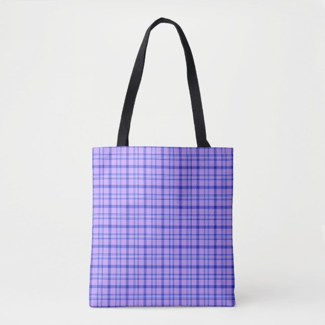 Purple Blue Plaid Classic Pattern Bright Tote Bag (Devant)