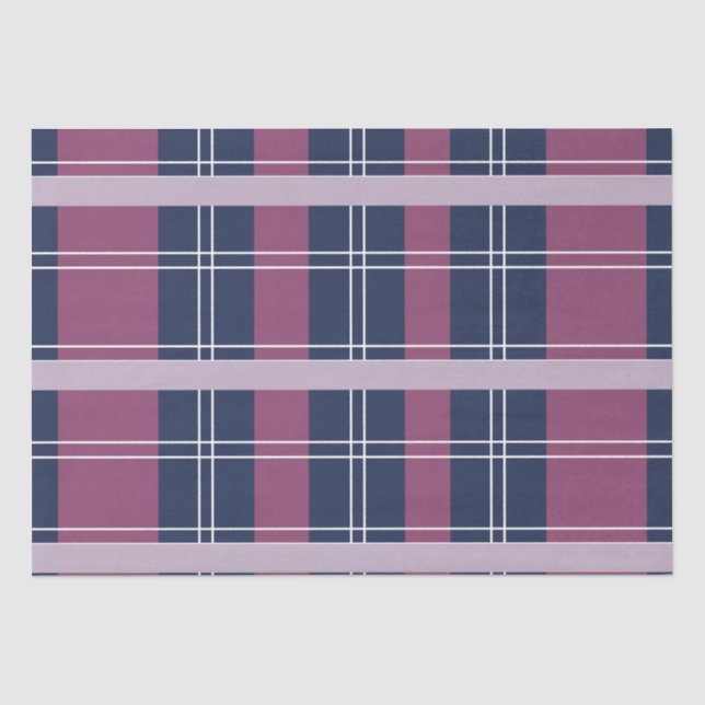 Purple Blue Plaid Tartan Pattern Holidays Tissue Paper (Front)
