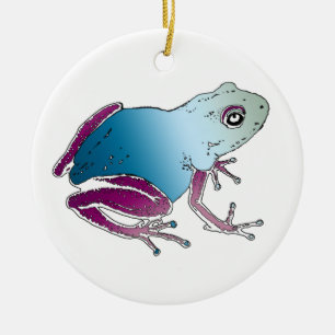 Purple & Blue Poison Dart Frog Ceramic Ornament