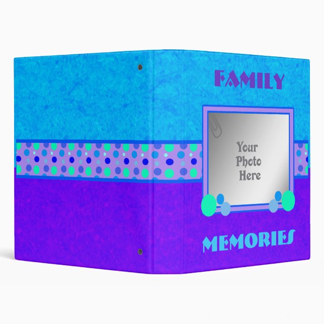 Purple & Blue Polkadot Family Memory Book Binder (Background)