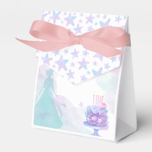 Purple Blue Princess Girl Birthday Party Favor Box