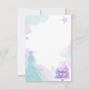 Purple Blue Princess Girl Birthday Party Thank You Card