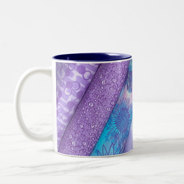 Purple & Blue Quilt Bolt Fabric Mug (Left)