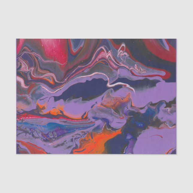 Purple Blue Red Orange White Decoupage Abstract Tissue Paper (Front)
