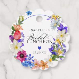 Purple Blue Red Wildflower Bridal Luncheon Shower Favour Tags