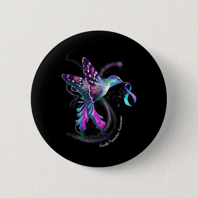 Purple Blue Ribbon Suicide Prevention Awareness  2 Inch Round Button (Front)