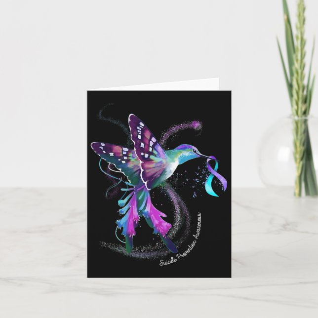 Purple Blue Ribbon Suicide Prevention Awareness  Card (Front)
