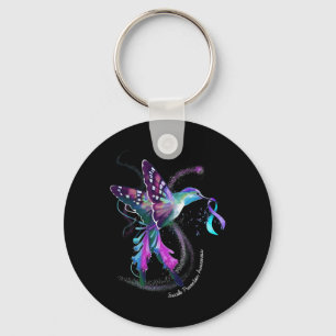 Purple Blue Ribbon Suicide Prevention Awareness  Keychain