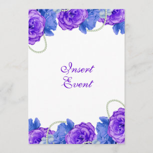 Purple blue rose birthday wedding invitation