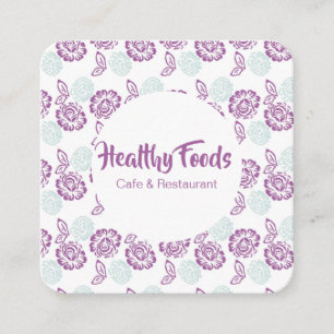Purple & Blue Rose Pattern Modern Business Card