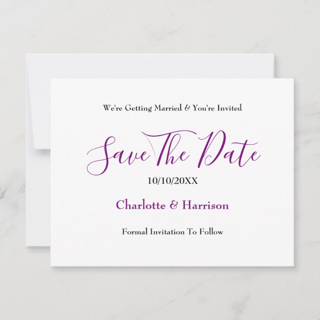 Purple Blue Scottish Tartan Plaid Wedding Save The Date (Front)