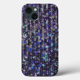 Purple blue sequins   sparkle pattern   iPhone 13 case