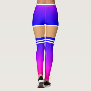 Purple Blue Shorts Striped Over The Knee Socks Leggings