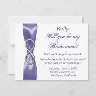 Purple Blue Silver Infinity Bridesmaid Card