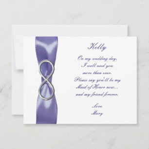 Purple Blue Silver Infinity Maid Of Honour Card