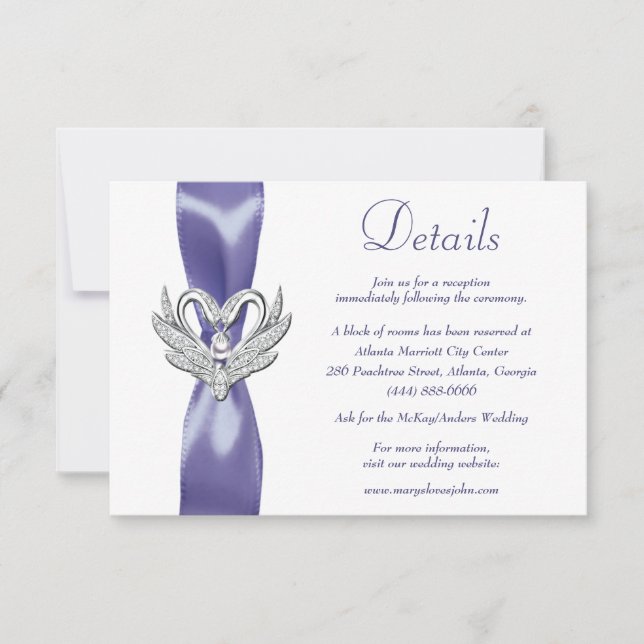 Purple Blue Silver Swans Details Enclosure Card (Front)
