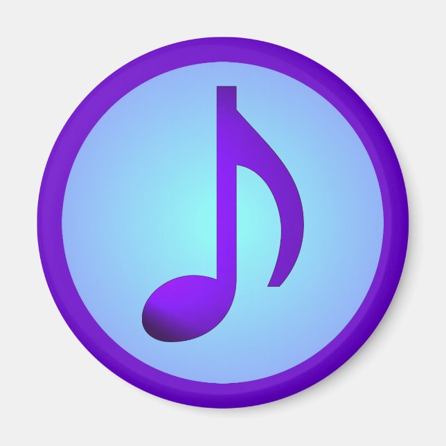 Purple Blue Simply Elegant Music Note Magnet (Front)