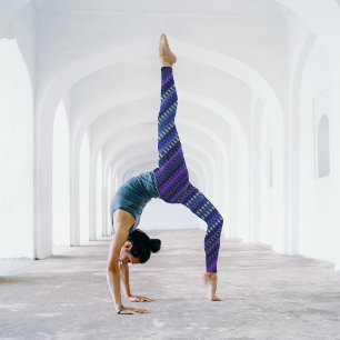 Purple Blue Slanted Stripes Cool Vibrant Unique Leggings
