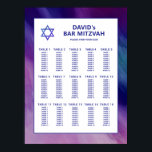 Purple Blue Star David Bar Mitzvah Seating Chart<br><div class="desc">Beautiful religious Jewish Bar or Bat Mitzvah seating chart. Modern yet elegant watercolor design in navy blue, purple colours. White Star of David in middle Modern script letters. 'Is called to the TORAH as a Bar Mitzvah'. Prefect for 13 year old son, boy. Easy to edit - just add your...</div>