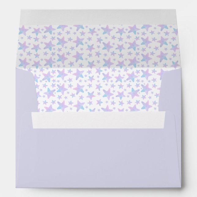 Purple Blue stars Princess Themed Birthday Party Envelope (Back (Bottom))