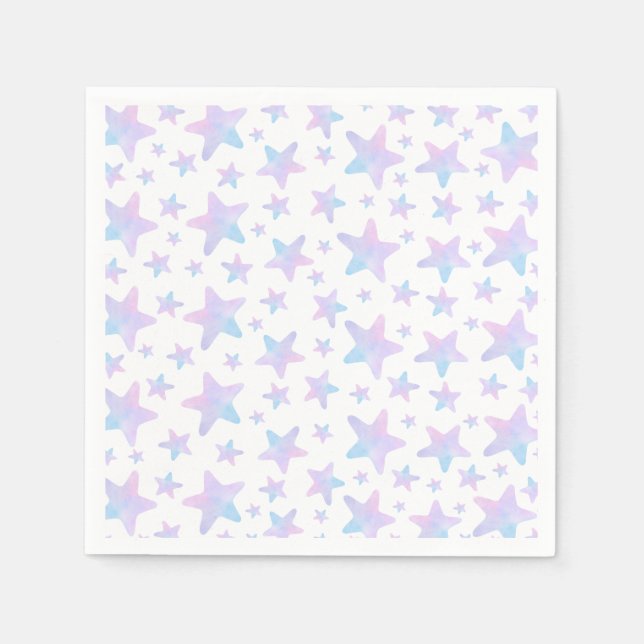 Purple Blue stars Princess Themed Birthday Party Napkin (Front)