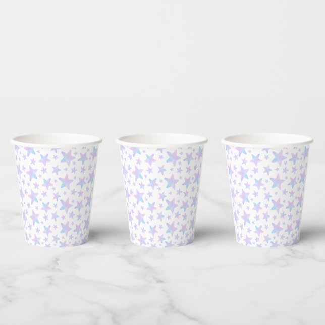 Purple Blue stars Princess Themed Birthday Party Paper Cups (Multi)