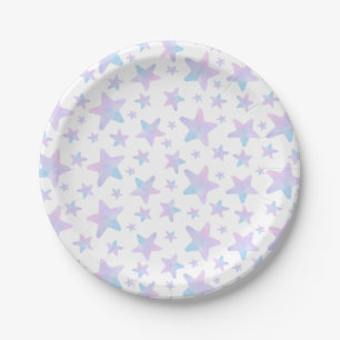 Purple Blue stars Princess Themed Birthday Party Paper Plate