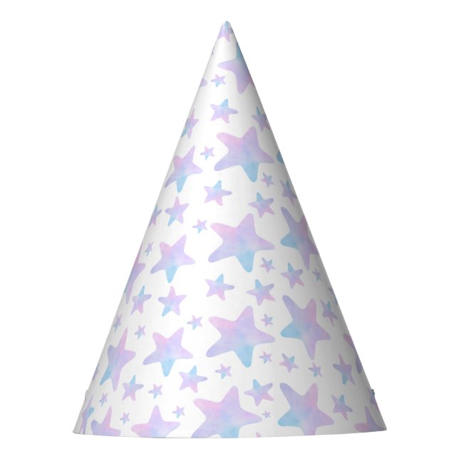 Purple Blue stars Princess Themed Birthday Party Party Hat (Front)