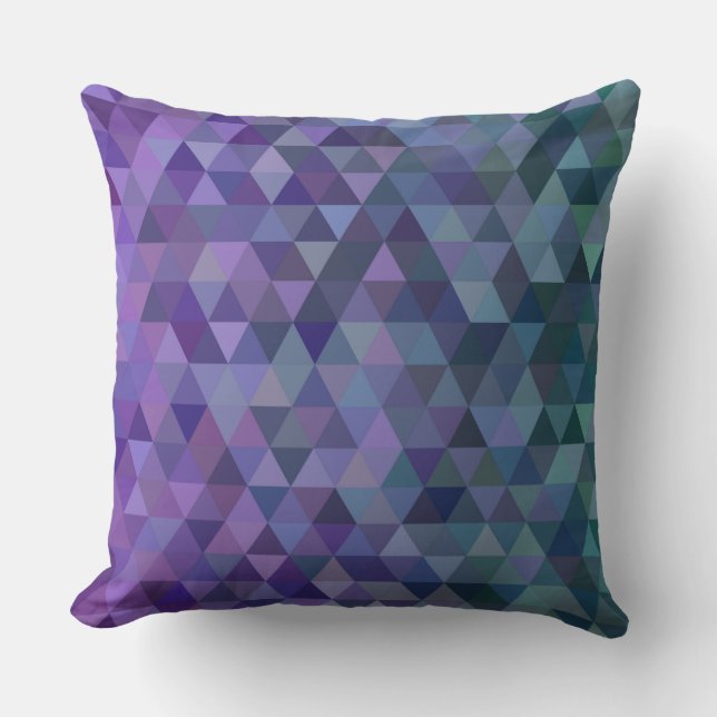 purple blue triangles outdoor pillow (Front)