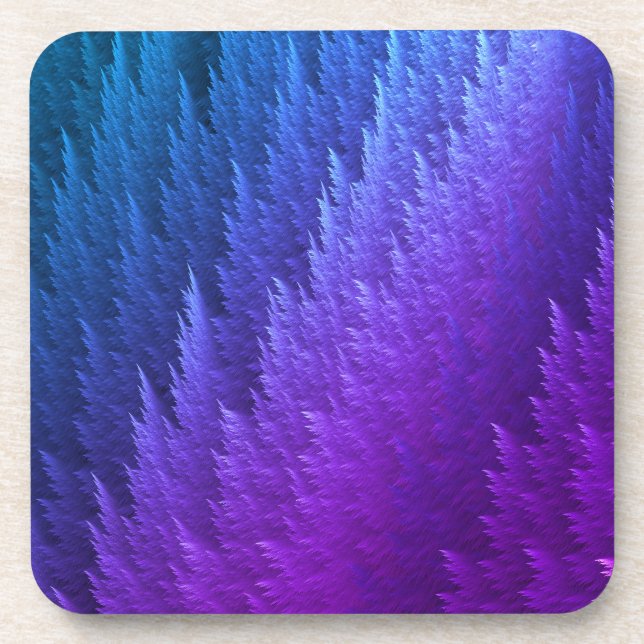 Purple Blue Tye Dye Feather Pattern Coaster (Front)