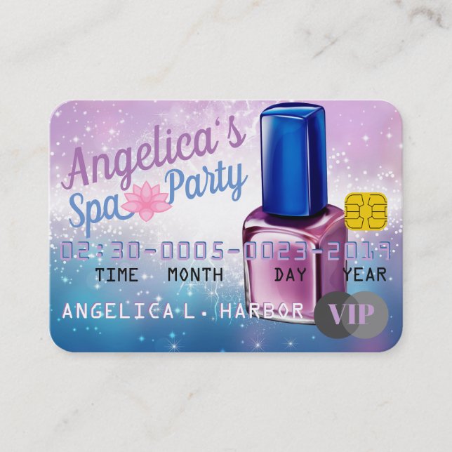Purple|Blue VIP Pass| Invitations Spas par carte d (Devant)