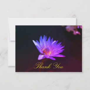 Purple Blue Water Lily Plant Thank You Flat Card